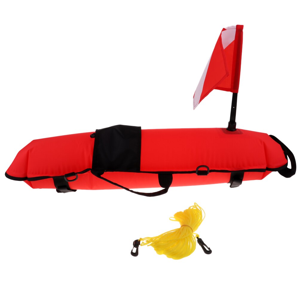 Scuba Diving Inflatable Surface Marker Buoy Float with Dive Flag and 20m Tow Rope Throwing Line Safety Gear Equipment