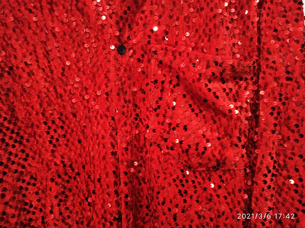 IEFB-Camiseta con lentejuelas de terciopelo para hombre, camisa de con cordones de gran tamaño, color negro y rojo, tops de otoño, 9Y4068