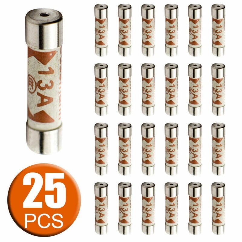 25Pcs 13A Domestic Fuses Plug Top Household UK Mains 13amp Plug Cartridge Fuse