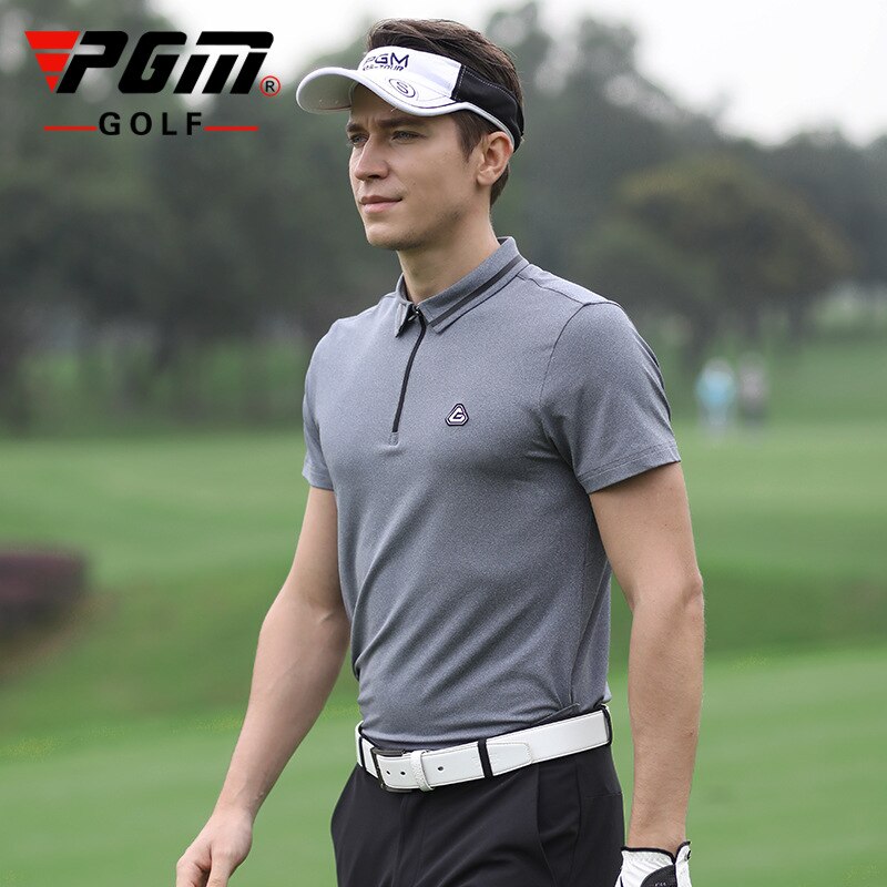 PGM – T-shirt de Golf à manches courtes pour hommes, vêtements de sport respirants et antirides, Yf245: Gray / M