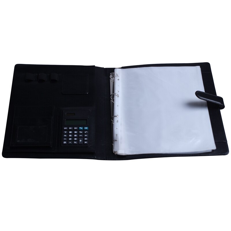 Lederen Map A4 Aktetas Conferentie Map Zwart