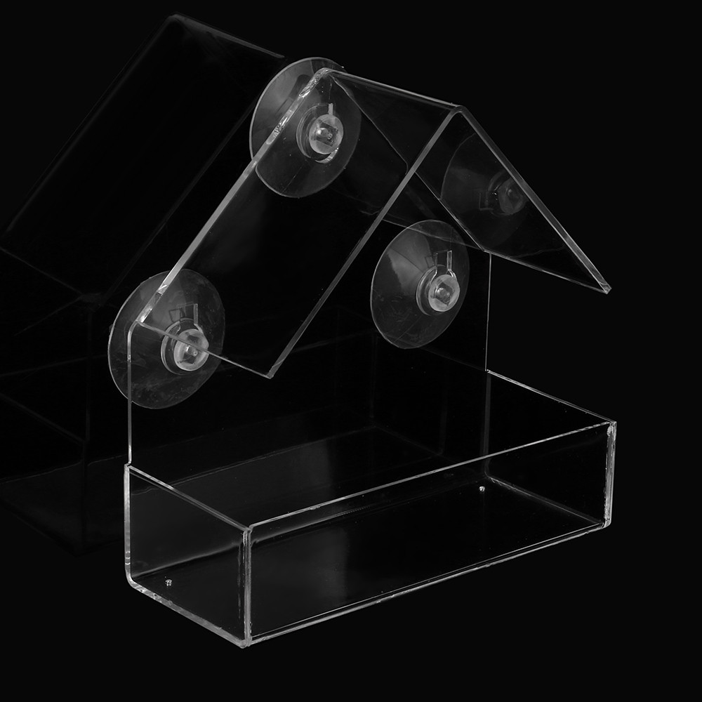 Acrylic Clear House Window Bird Feeder Birdhouse With Suction Outdoor Garden Feeding FD