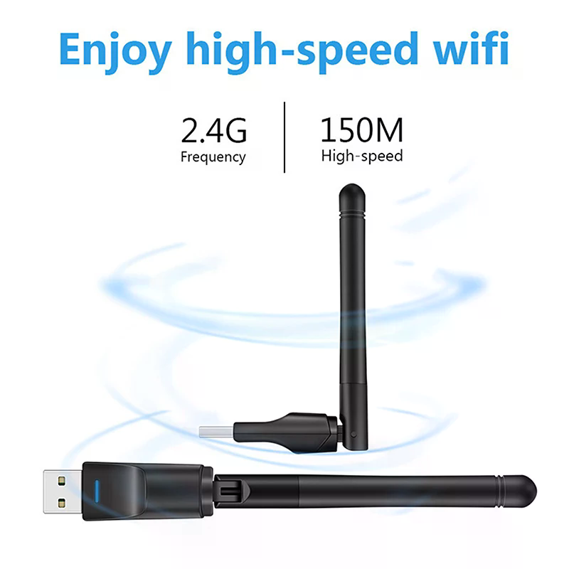 Adattatore mini usb wifi da 150 mbps, scheda di rete wireless  mt7601 ricevitore wifi per pc portatile windows 2.4g