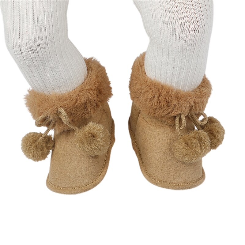 Baby Winter Warm Snowboots Zachte Zool Bont Gevoerde Pom Pom Enkellaarsjes Antislip Baby Prewalkers casual Footwear