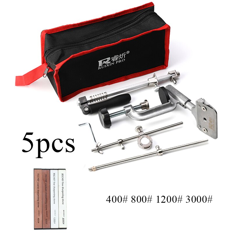 RUIXIN pro coltello rotante a 360 gradi affilacoltelli multifunzione ad angolo fisso impostato di pietra per affilare i diamanti: 5pezzi D