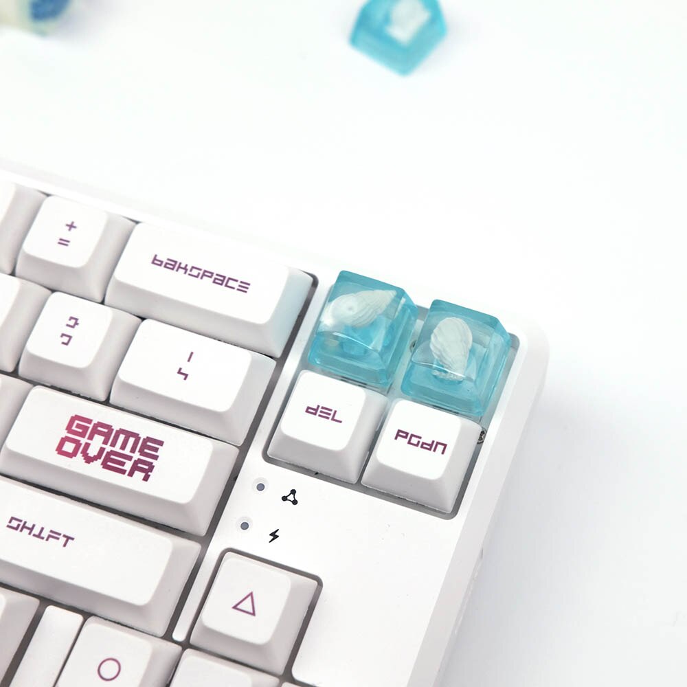 Handmade Resin Keycaps Universal Mechanical Rose Shell Keyboard Cover Computer Accessories External Keyboard Cap Decoration: blue shell