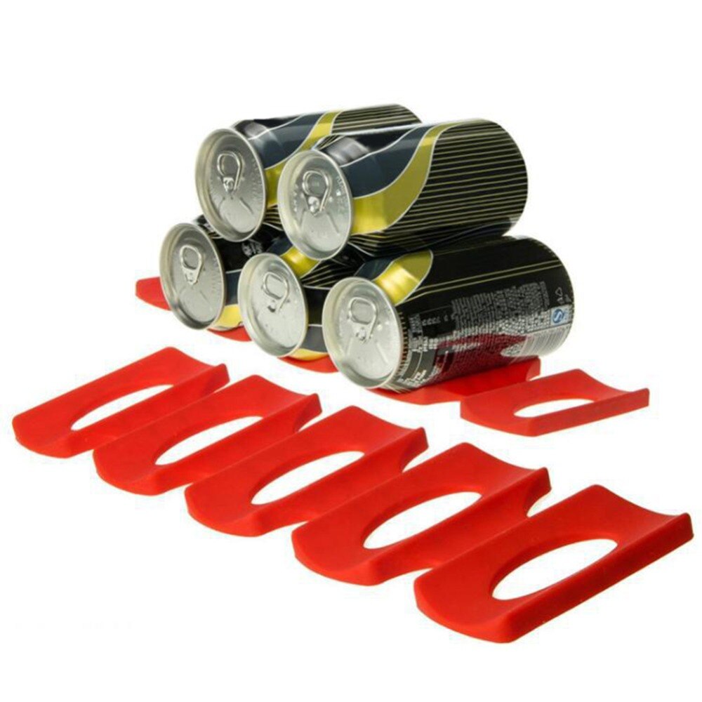 Rødt silikone køleskab dåse øl vin flaskeholder holder måtte stabling ryddeligt værktøj køkken gadgets silikone dåse holder måtte arrangør