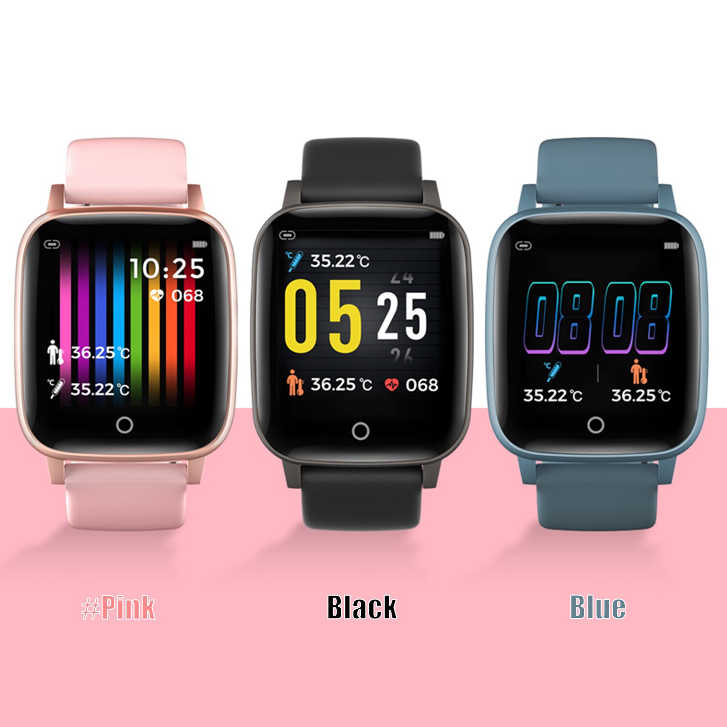 Body Temperature Monitoring Watch Intelligent Touching 1.3Inch Bracelet IP67 Waterproof Heart Rate Monitor Smart Wrist Watch