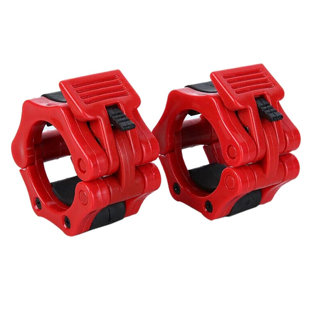 1 par de mancuernas de 25MM, pinzas para collares, bloqueo de musculación de Fitness, hebilla de gimnasio de levantamiento de pesas para entrenamiento de Crossfit: Rojo