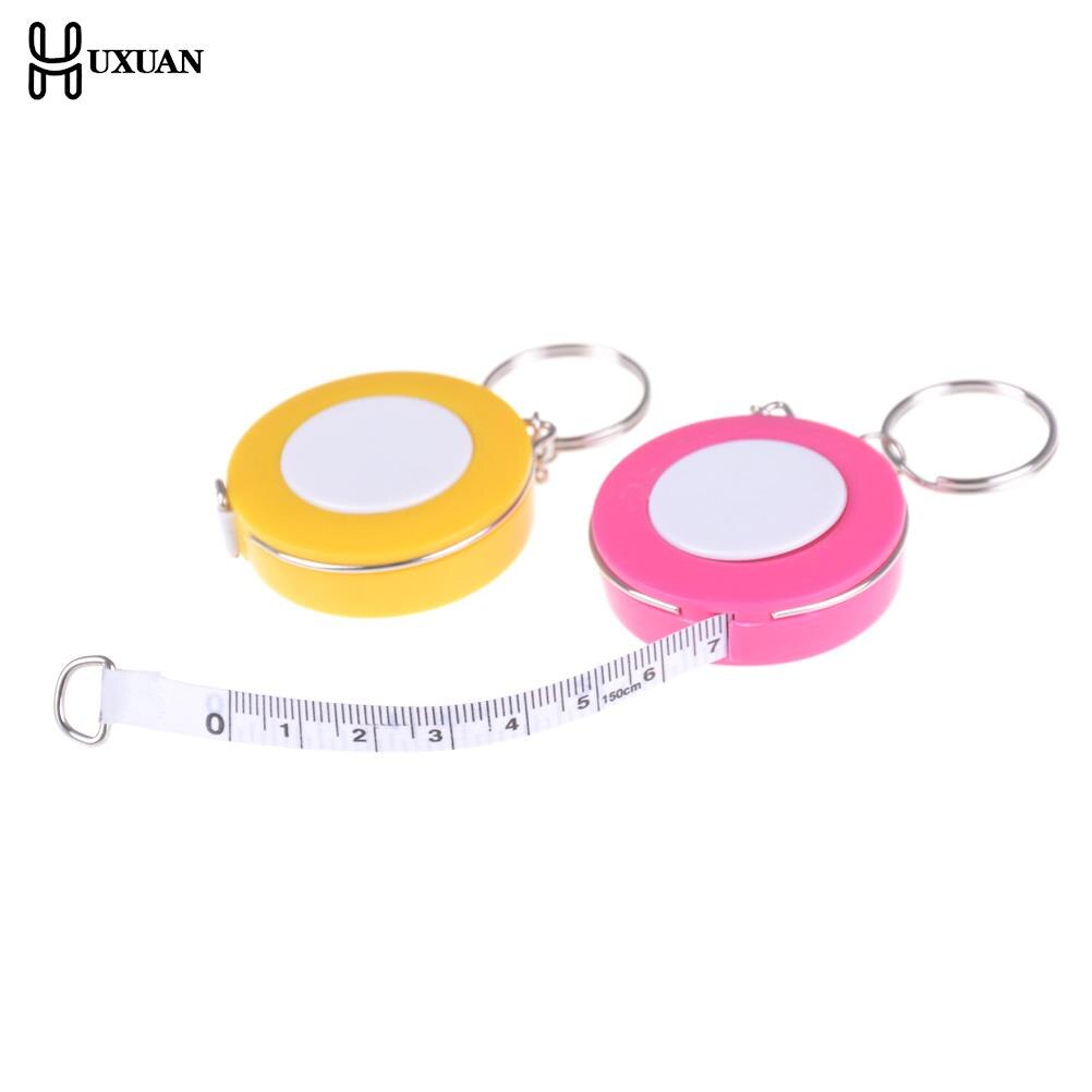 LLavero de cinta métrica de Color caramelo, 1,5 metros, tamaño de ropa, cinta métrica pequeña