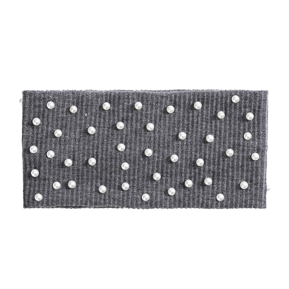 Molans Winter Effen Kleur Brede Tulband Gebreide Katoenen Haarband Parel Hoofdband Voor Vrouwen Meisjes Elastische Haarbanden Accessoires: B