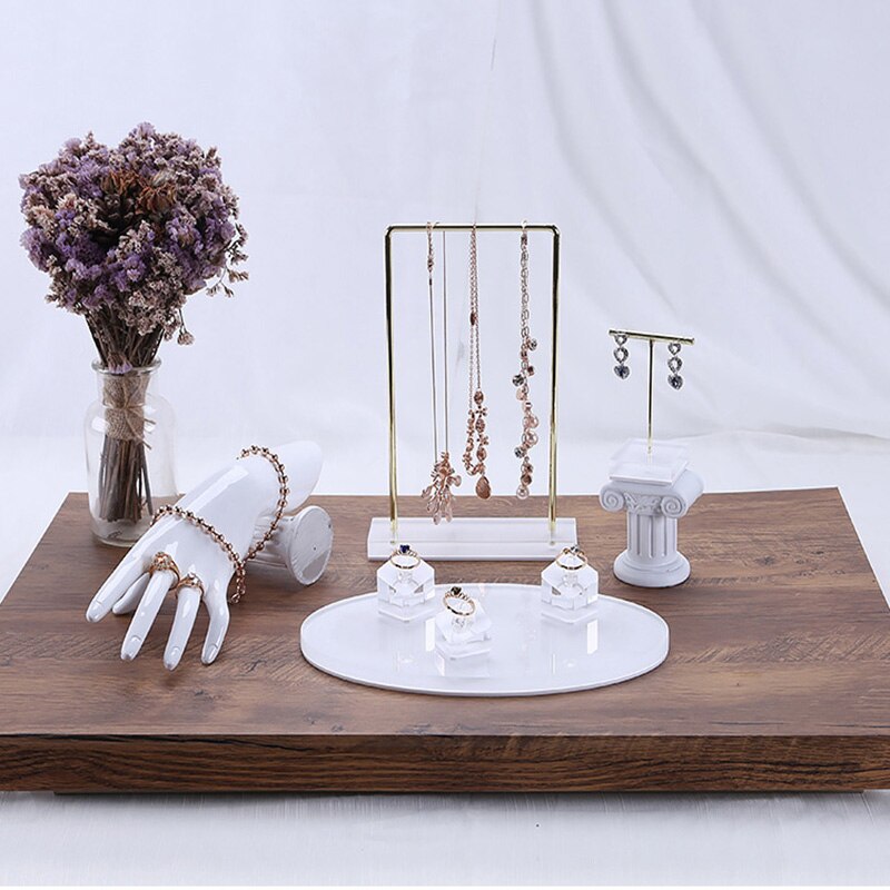 Acrilico dei monili del metallo del basamento mensola dell'organizzatore del supporto di visualizzazione per la collana del braccialetto accessori per capelli keychain gingillo della cassa del gancio