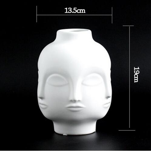 Lady / Men Face Head Planter Vase Flower Human Succulent Pot Home Garden Ornament White Ceramic Craft: 3