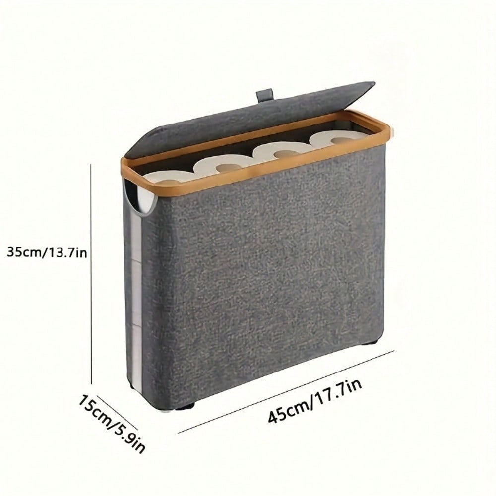 Bamboo Toilet Paper Holder , Multi-Functional Collapsible Bathroom, Bedroom, Dormitory Storage Basket, Laundry Basket