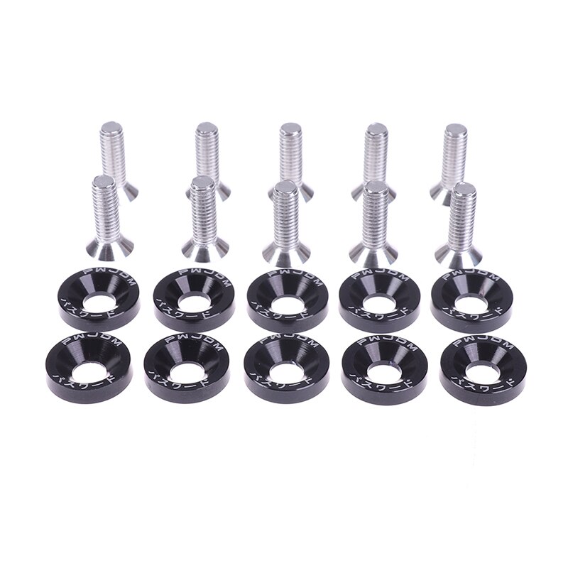 Tornillo de M6 de cierre rápido para parachoques de coche, tapa escotilla, 1 bolsa: Black
