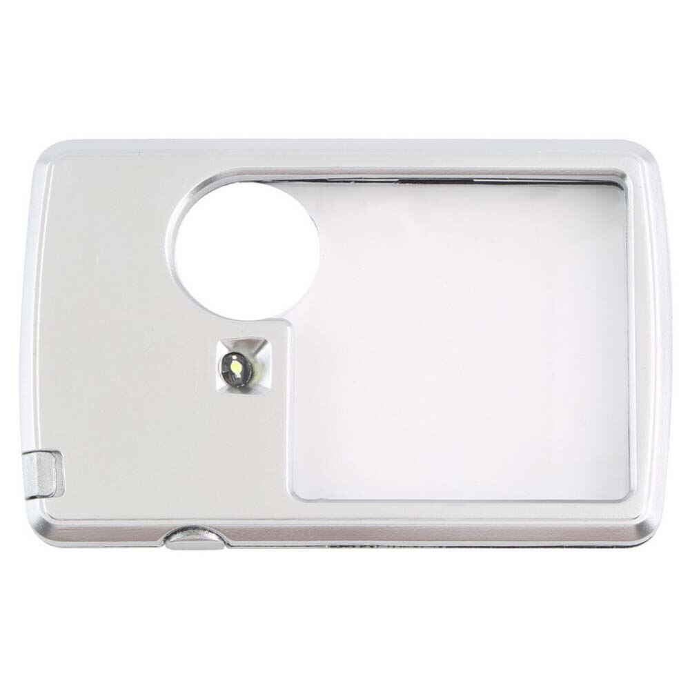 88*57*9Mm Draagbare Ultra Dunne Kaart Lezen Verlichte Vergrootglas Led Light Vierkante Credit Card Draagbare Lederen case Pocket Loupe