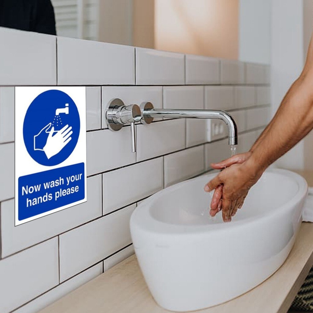 WARNING Now wash your hands Signs Home Bar Pub Decorative Plates Warning Sign Wall Stickers 150mmx200mm Notice Sticker#0520y30