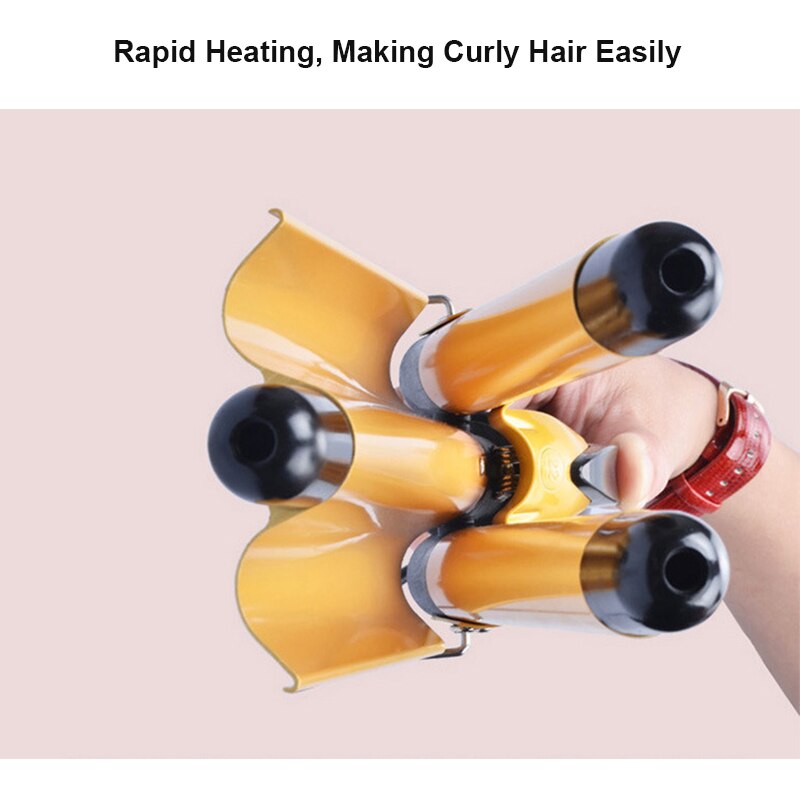 Women Hair Curler Automatic 3 Barrels Curler Deep Barrel Hair Waver Hair Curling Iron Wand Styling Tools for Long Hair
