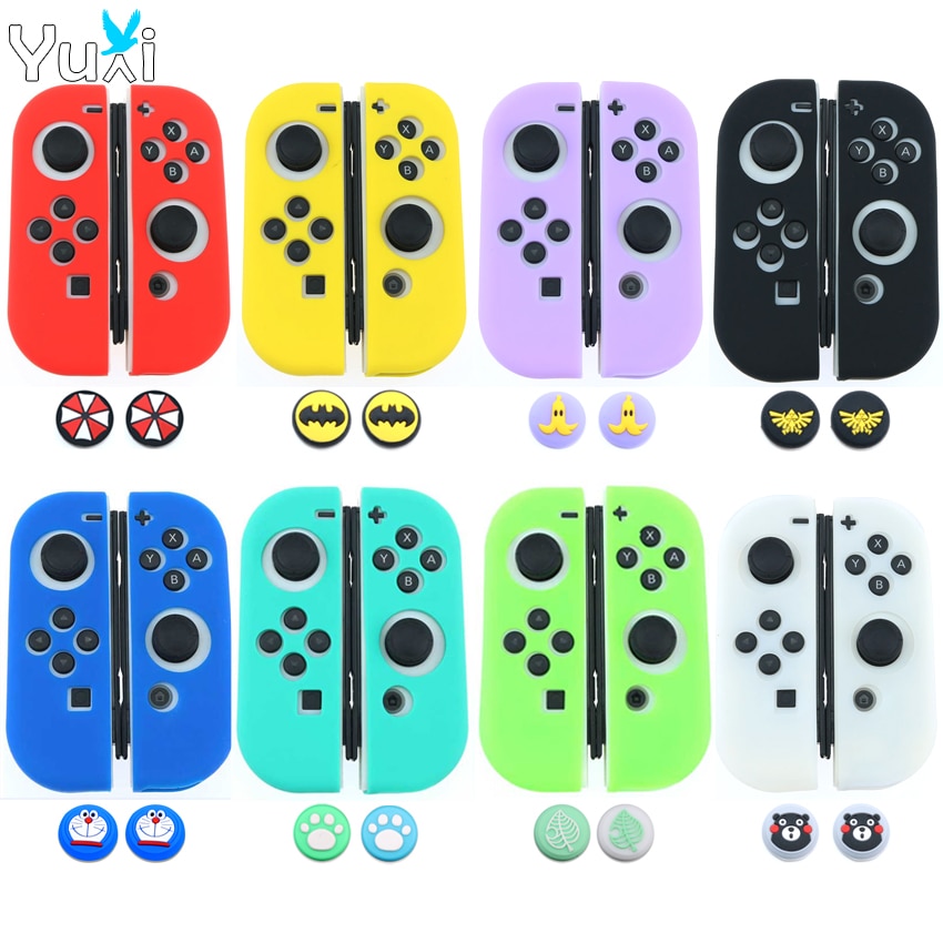 YuXi della Gomma di Silicone Copertura Della Cassa Della Pelle Per Nintend Interruttore Lite NS Gioia Con JoyCon Controller Con Thumb Stick Grip Joystick cap