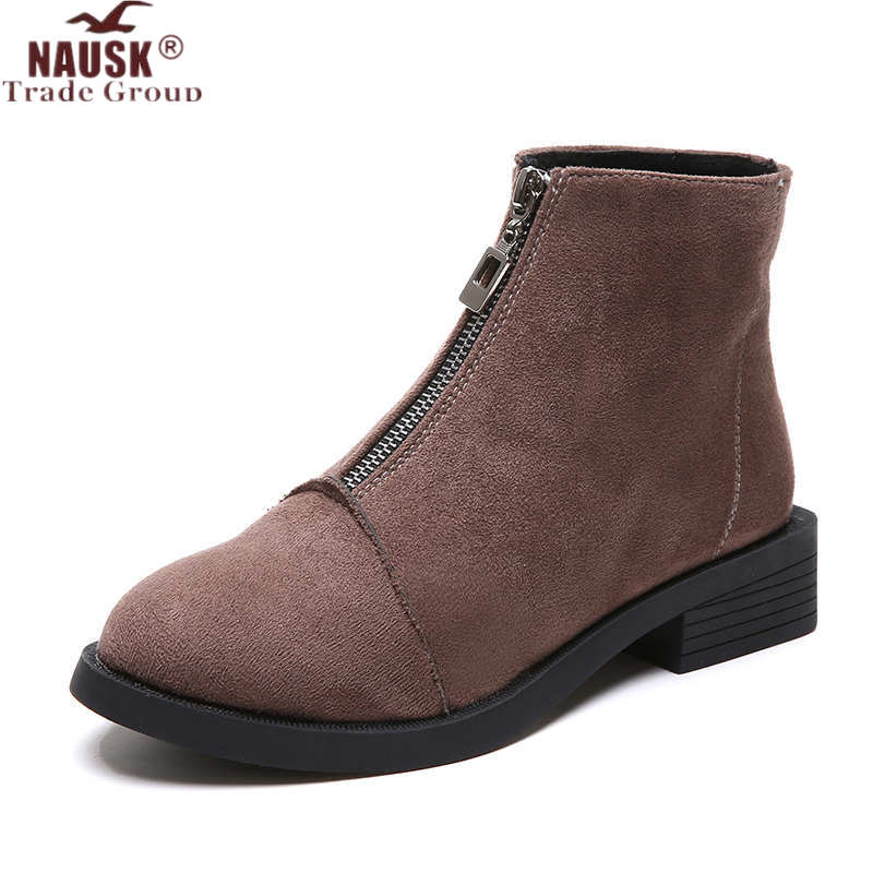 2019 quente voltar zíper preto ankle boots para mulher palmilha quente botas de salto baixo outono/inverno sapatos femininos botas de mujer