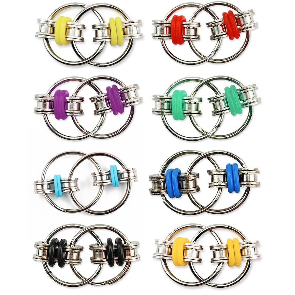 Metal Puzzle Chain Fidget Toy Vent Keychain Key Ring Anti Stress Toys for Kids Adults Key Ring Sensory Toys Stress Relieve ADHD