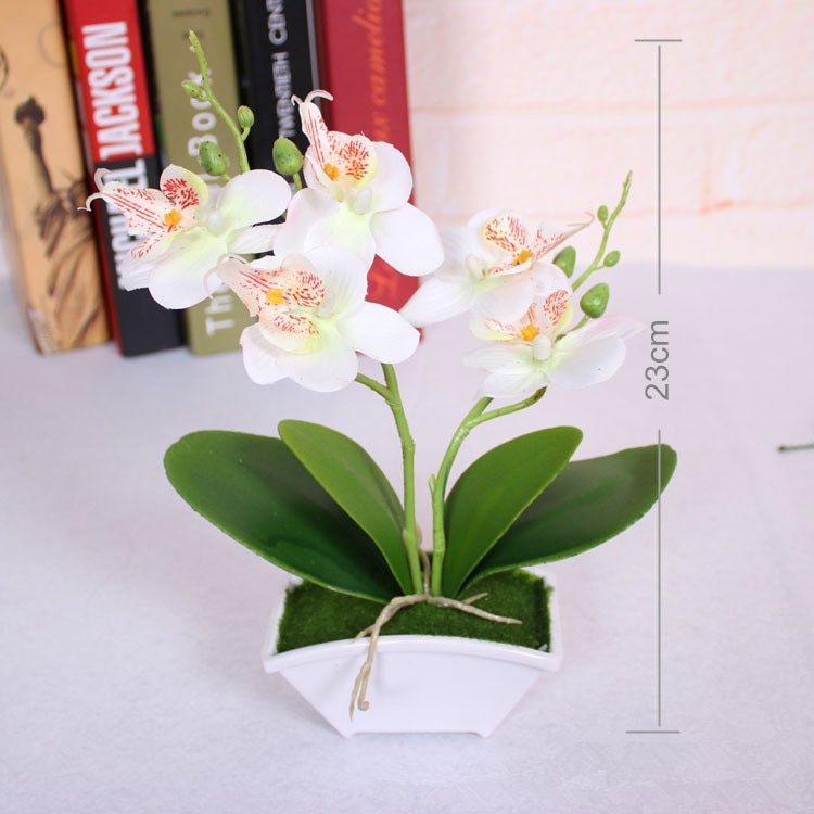 Artificial Butterfly Orchid Flower + Vase Set Real Touch Leaves Artificial Plants Overall Floral For Wedding