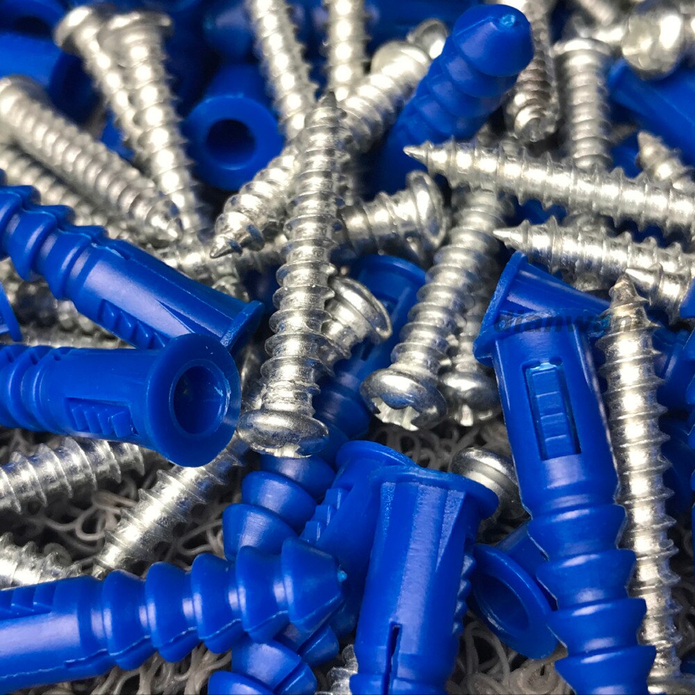 Plastexpansionsrör väggpluggar plastexpansion med skruvsats 6.4 x 30mm 50 st.
