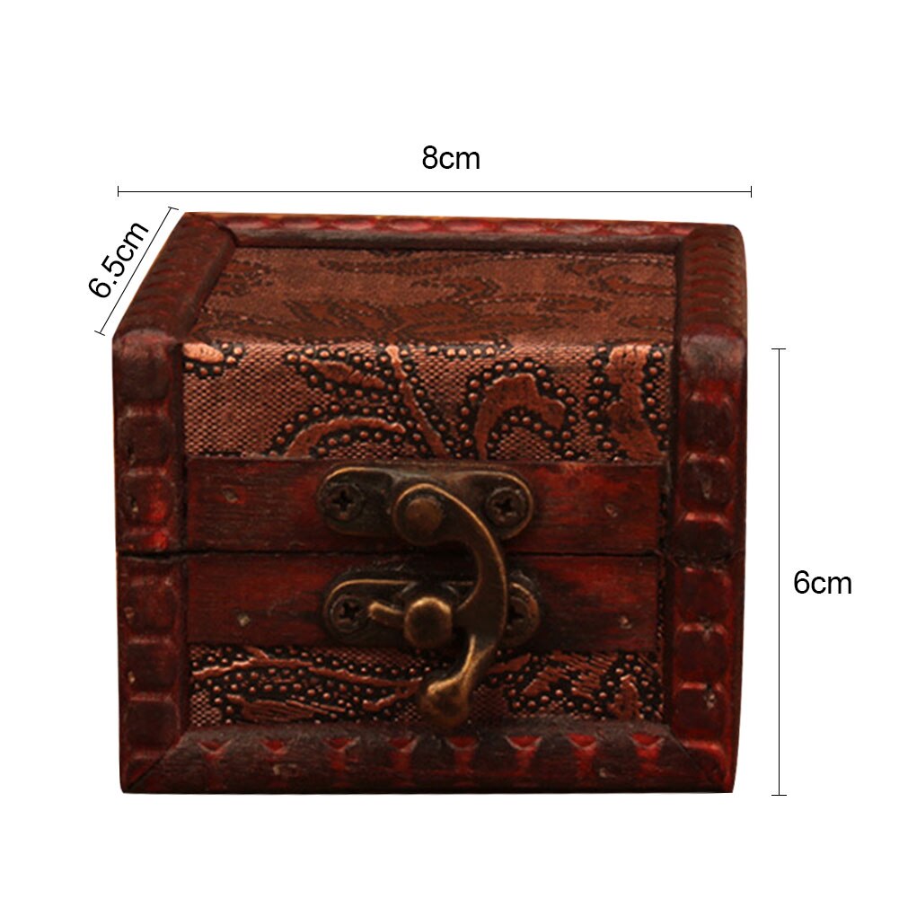 Vintage Small Wood Flower Coin Pattern Box Jewelry Bracelet Storage Holder Makeup Organizer Box Jewelry Treasure Chest Case