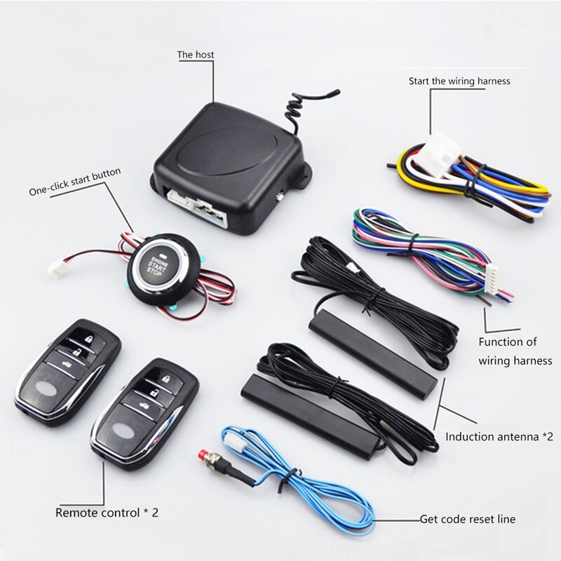 Car Start One-Key Anti-Theft System PKE Keyless Entry Kit Car Start-Stop Button Central Lock: Default Title
