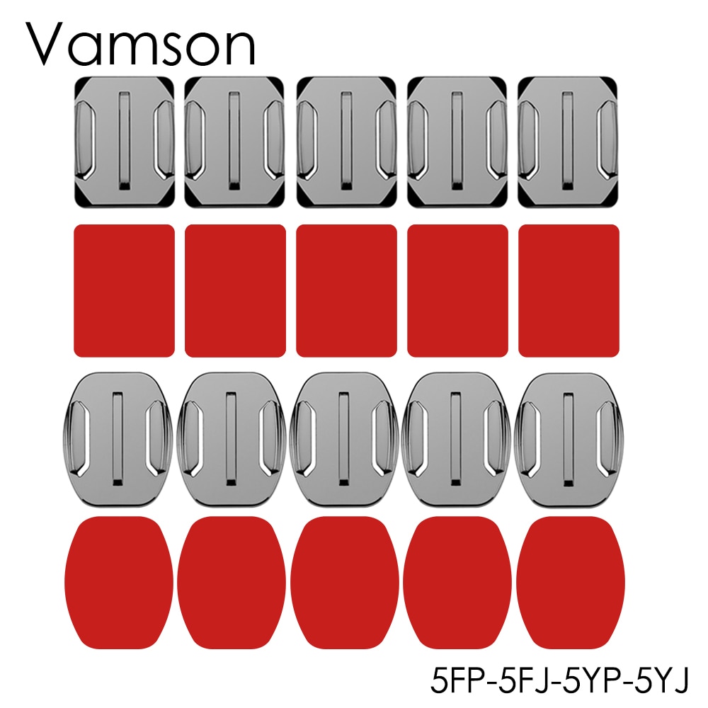 Vamson Adhesive Mounts 3M Sticky Voor Gopro Hero 9 8 7 6 5 4 Voor Dji Osmo Action Gebogen platte Mounts Kleverige Pads Voor Yi 4K VP106
