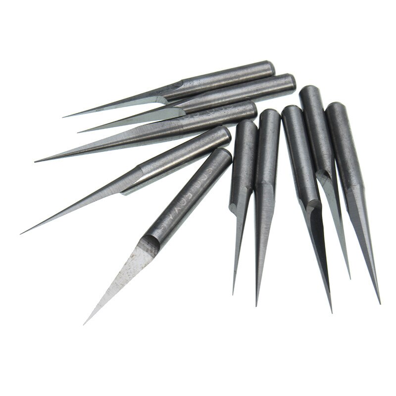 60 Degree Router Bit Engraving CNC Router Bits, 0.1mm 0.004 Tip Width 10 Degree Angle 18 Shank Solid Carbide 3-Flute V Groove Carving Bits - Applications: For Wood V Groove Router Bit