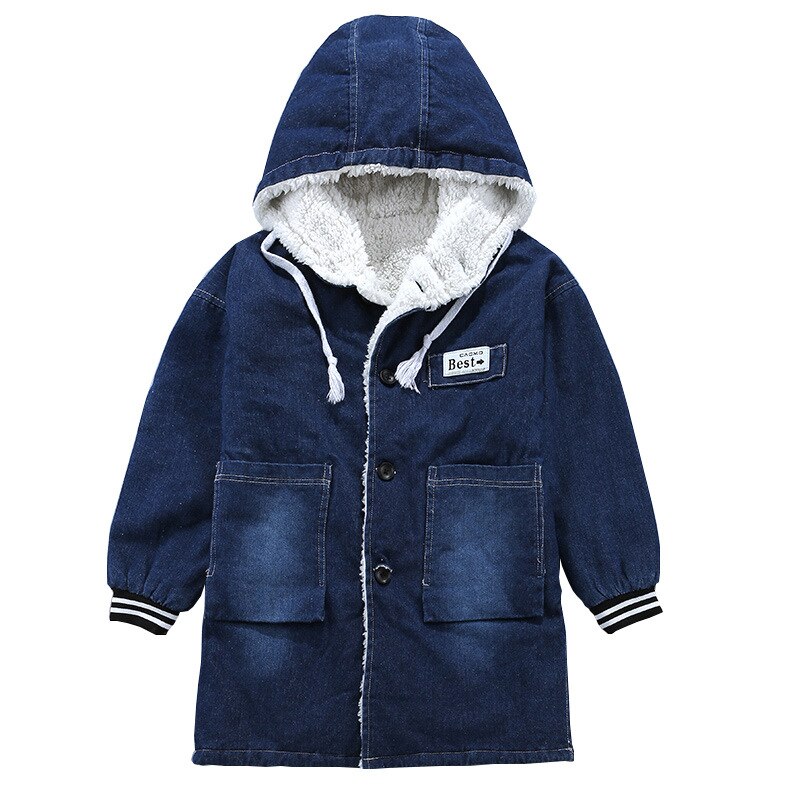 Nuovi Bambini Ragazzi Giubbotti Denim Panno Morbido di Spessore Bambini del Cappotto 5-12 Vecchio Formato Autunno Inverno 9BBT034