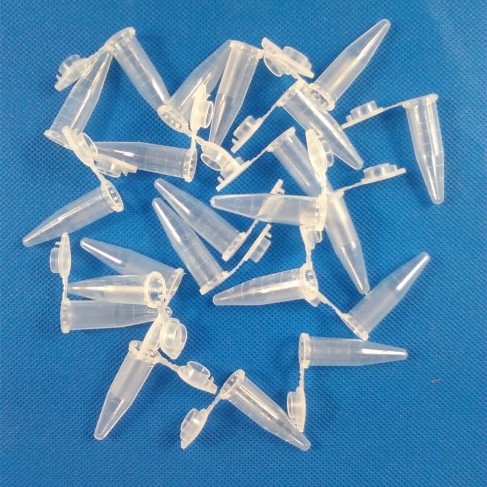 200pcs/lot 1.5ml Clear Plastic Centrifuge Tubes with snap cap Sharp bottom sample vials High temperature sterilization
