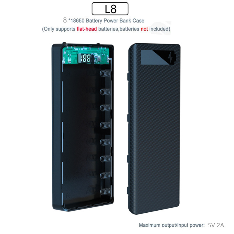 DIY Power Bank 18650 Battery Case Power Bank Battery Storage Box Powerbank Box Charger Shell Case 8X 10X 18650 Type C Interface: WHITE