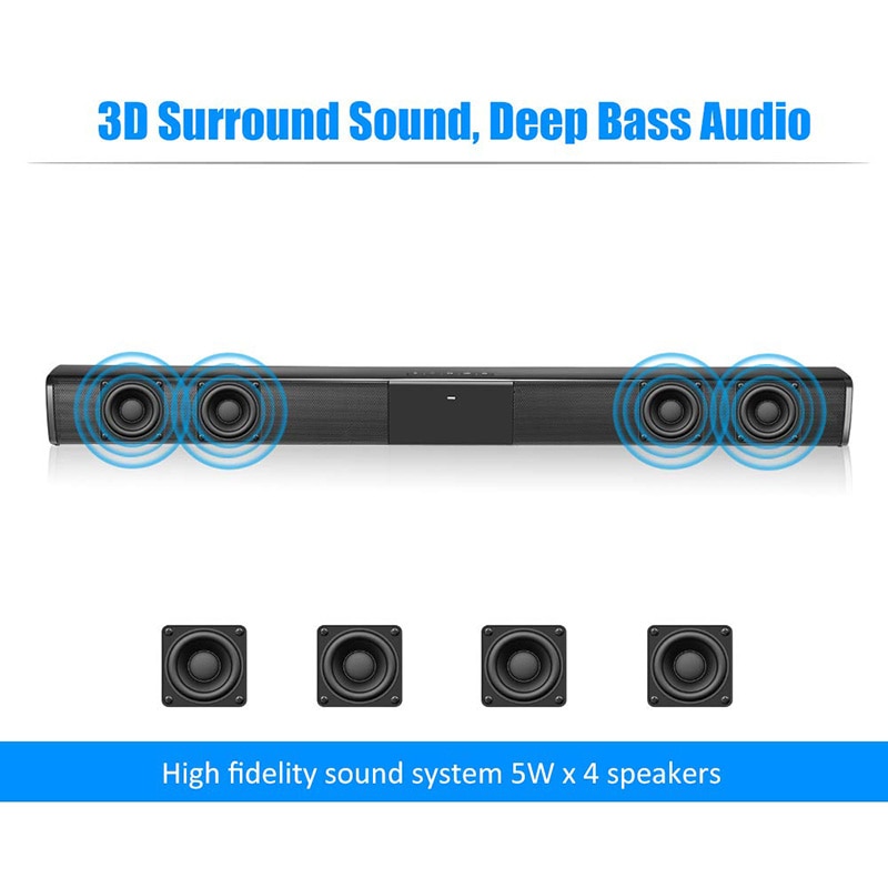 40W Super Power Draadloze Bluetooth Soundbar Speaker Subwoofer TV Home Theater Soundbar + Afstandsbediening