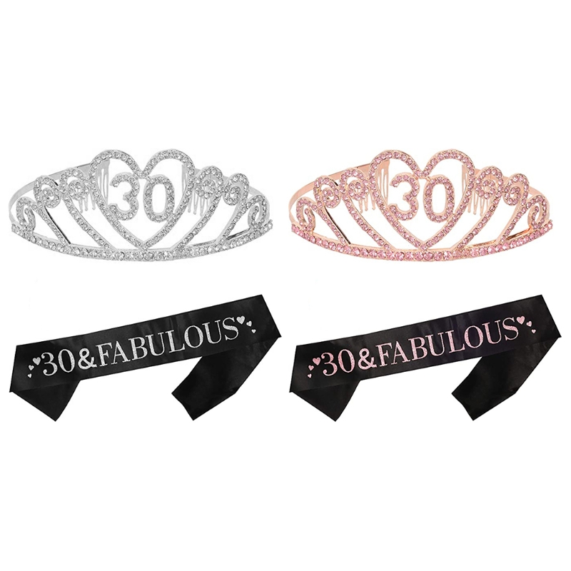 30th Birthday , 30th Birthday Tiara and Sash, HAPPY 30th Birthday Party Supplies, “30 &amp; FABULOUS”Sash and Tiara