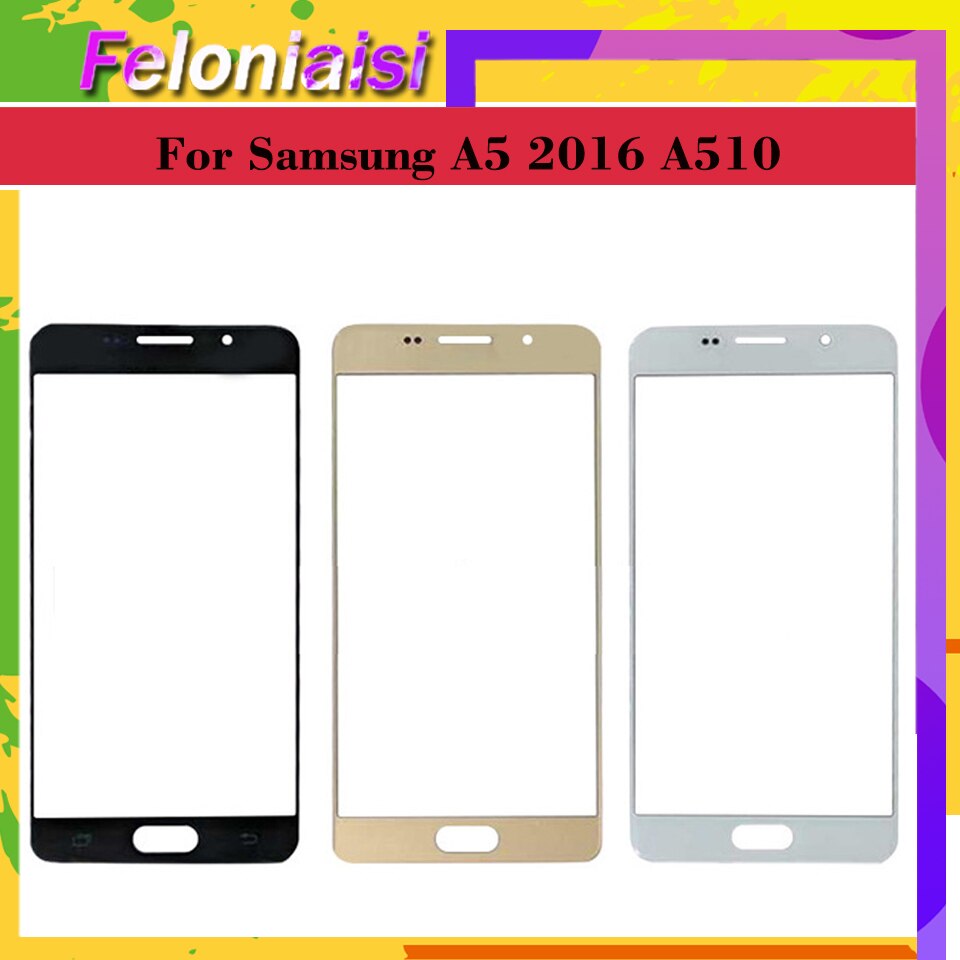 Voor samsung galaxy  a5 a510 sm-a510f a510f touchscreen front glas paneel touchscreen buitenste glas lens geen lcd