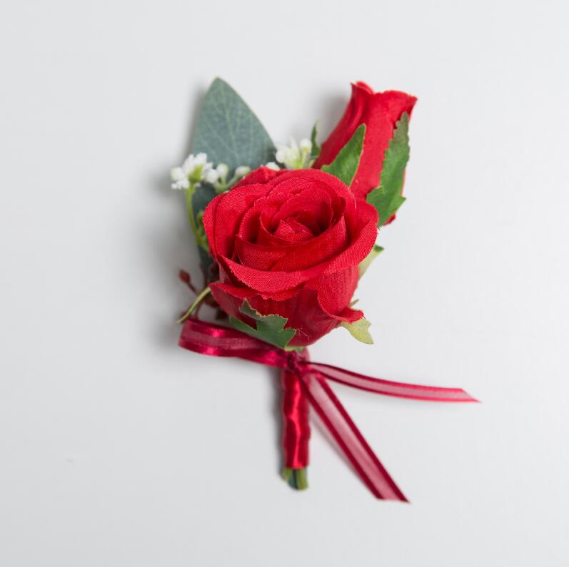 Janevini rød rose brud brudgom boutonniere jakkesæt brudgom blomst brudepige forlovere håndled blomster bryllup corsages noivo casamento: Corsage 2