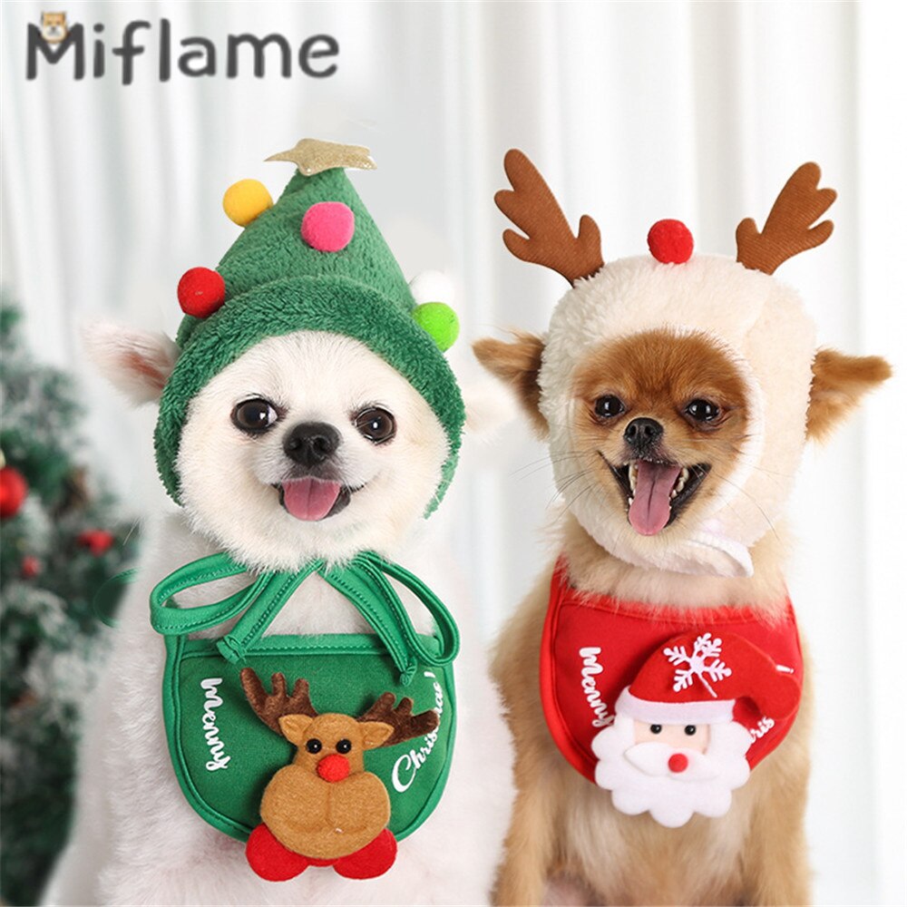Miflame Navidad gorros para perros Festival perros pequeños accesorios Pomerania Bichon invierno mascotas gatos Bandana gracioso cachorro sombreros Bandana