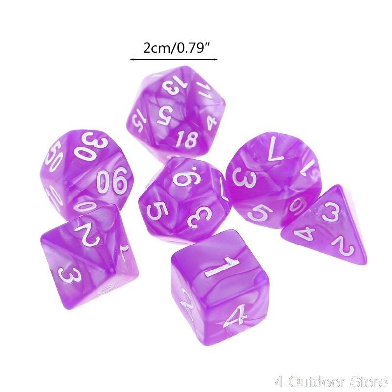 7 teile/satz D4 D6 D8 D10 D12 D20 polyedrisch Würfel Zahlen Zifferblätter Schreibtisch Tisch Brettspiel S25 20