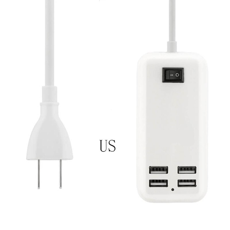 GHAOK 4 ports USB chargeur Mini Station de charge intelligente 5V2. 1A * 4 Max sortie 15W chargeur de bureau pour chargeur de téléphone intelligent: US