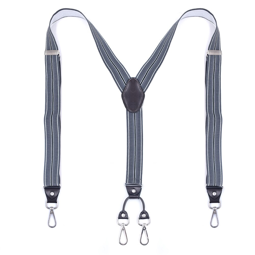 Heavy Duty Bretels Met Swivel Haken Voor Vrouwen Mannen Werken Y-Back Big Tall Verstelbare Elastische Broek Bretels Strap riem-Zwart: Gray Stripe