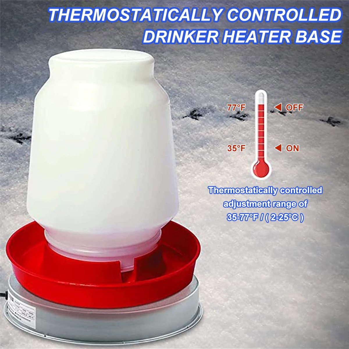 125W Poultry Waterer Drinker Heated Base Automatic Safe Chicken Coop Heater for Winter Deicer 30° C Constant Temperature Plug