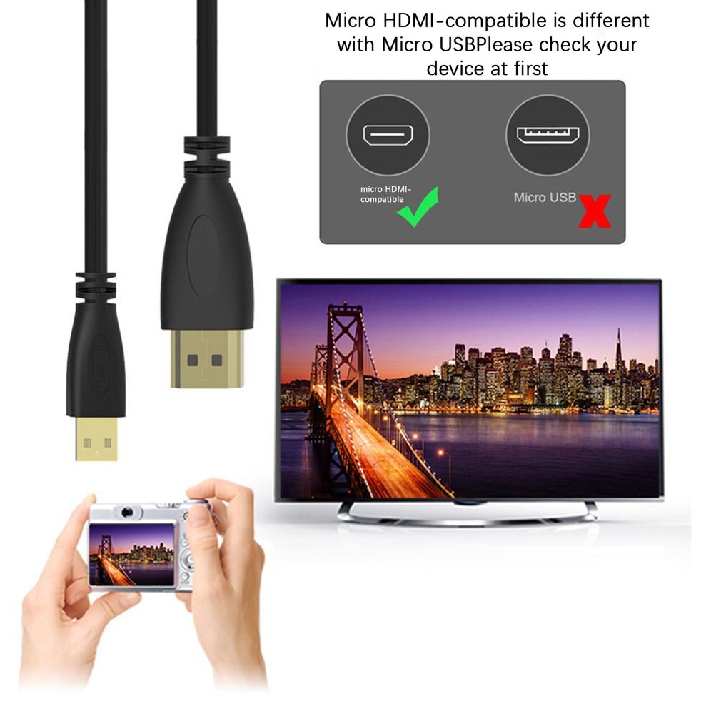 1M Hdmi Kabel Voor Tv Set Televisie Projector Computer Micro Usb Naar Hdmi Splitter Adapter