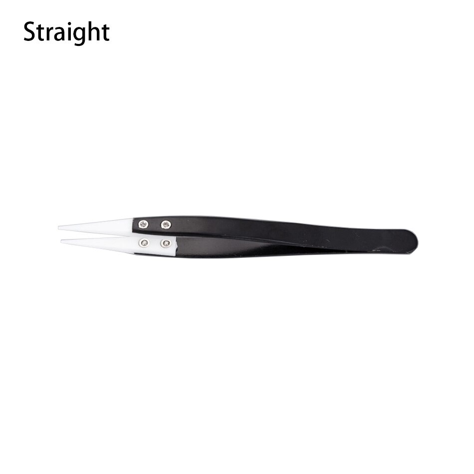Cabezal de pinzas de cerámica, herramienta de agarre de servicio aislada, antiestática, anticorrosión, resistente a ácidos y álcalis, color negro: Punta afilada