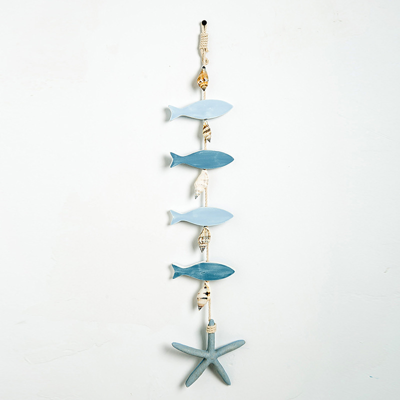 Nautisk trä fisksnöre hänge naturlig sjöstjärna skal ankare delfin fingerling sträng trä kombination hem strand inredning