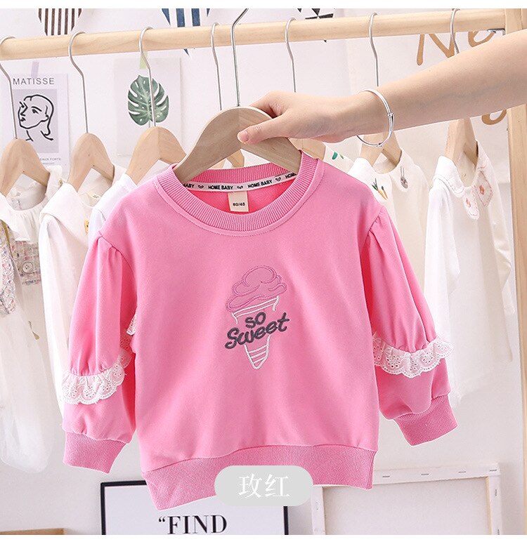 Baby Meisje Zoete Kant Trui Lente Herfst Lange Mouwen Base Shirt Meisjes Tops Kids Baby Meisjes Doeken