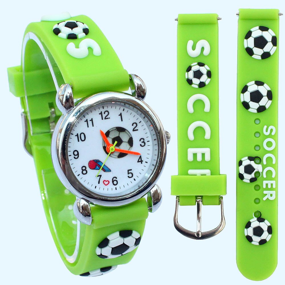 Populaire 3D Horloge Sport Voetbal Stijl Siliconen Band Kinderen Quartz Horloge Jongen Horloge Meisjes Horloge Cartoon Analoge Horloge