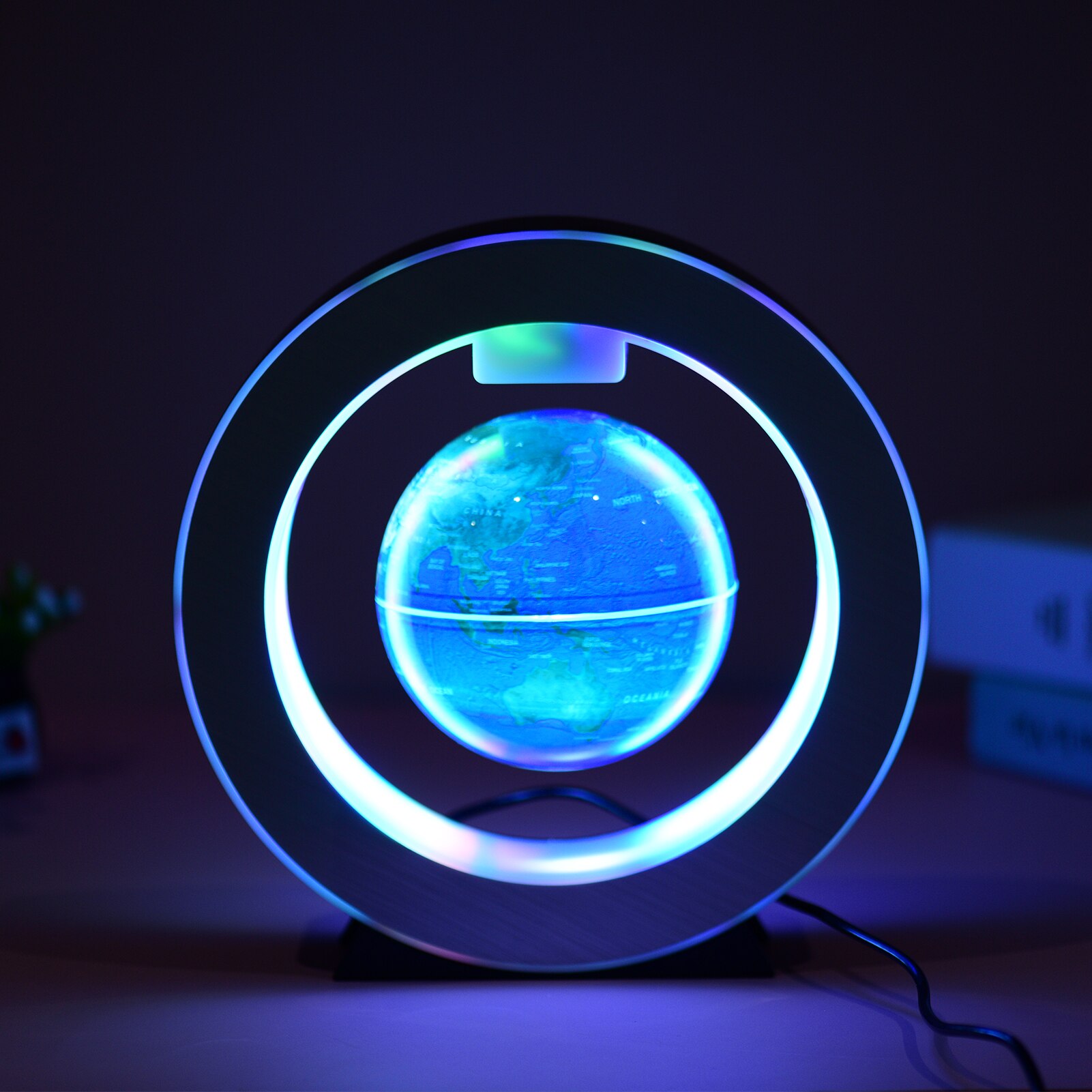 4 Inch Magnetic Leviation Floating Globe Anti Gravity Rotating Earth Ball Levitating World Map Globe with Colorful LED Light