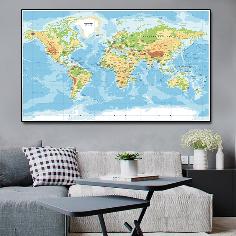 225*150cm The World Map Mercator Projection Non-woven Canvas painting Large Poster Wall Decor Home Decoration School Supplies